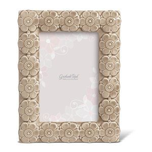 Grasslands Road Everyday Life Tan Floral Ceramic 4"x6" Photo Frame, New in Box